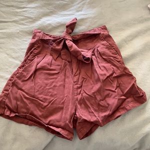 Maroon high waisted tie shorts